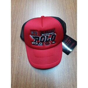 Polo Ralph Lauren Racing Team Trucker Hat Red Motorsport Adjustable Hat New